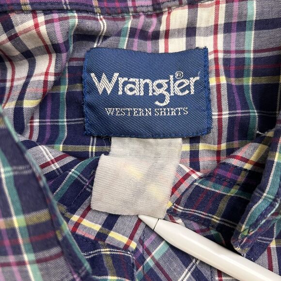 Wrangler Pearl Snap Shirt Mens XL Plaid Button Up Western Rodeo Cowboy Country - Picture 3 of 6